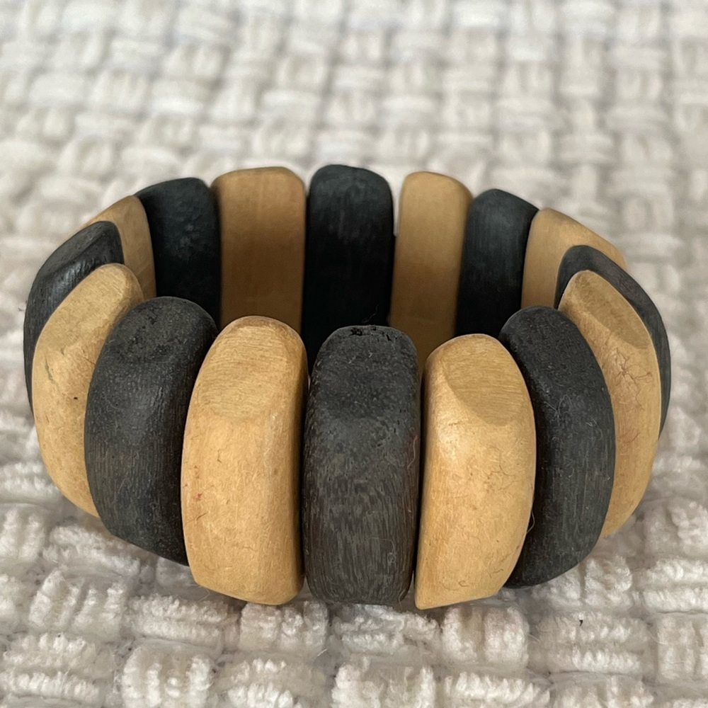 Chunky, wood bohemian style bracelet.